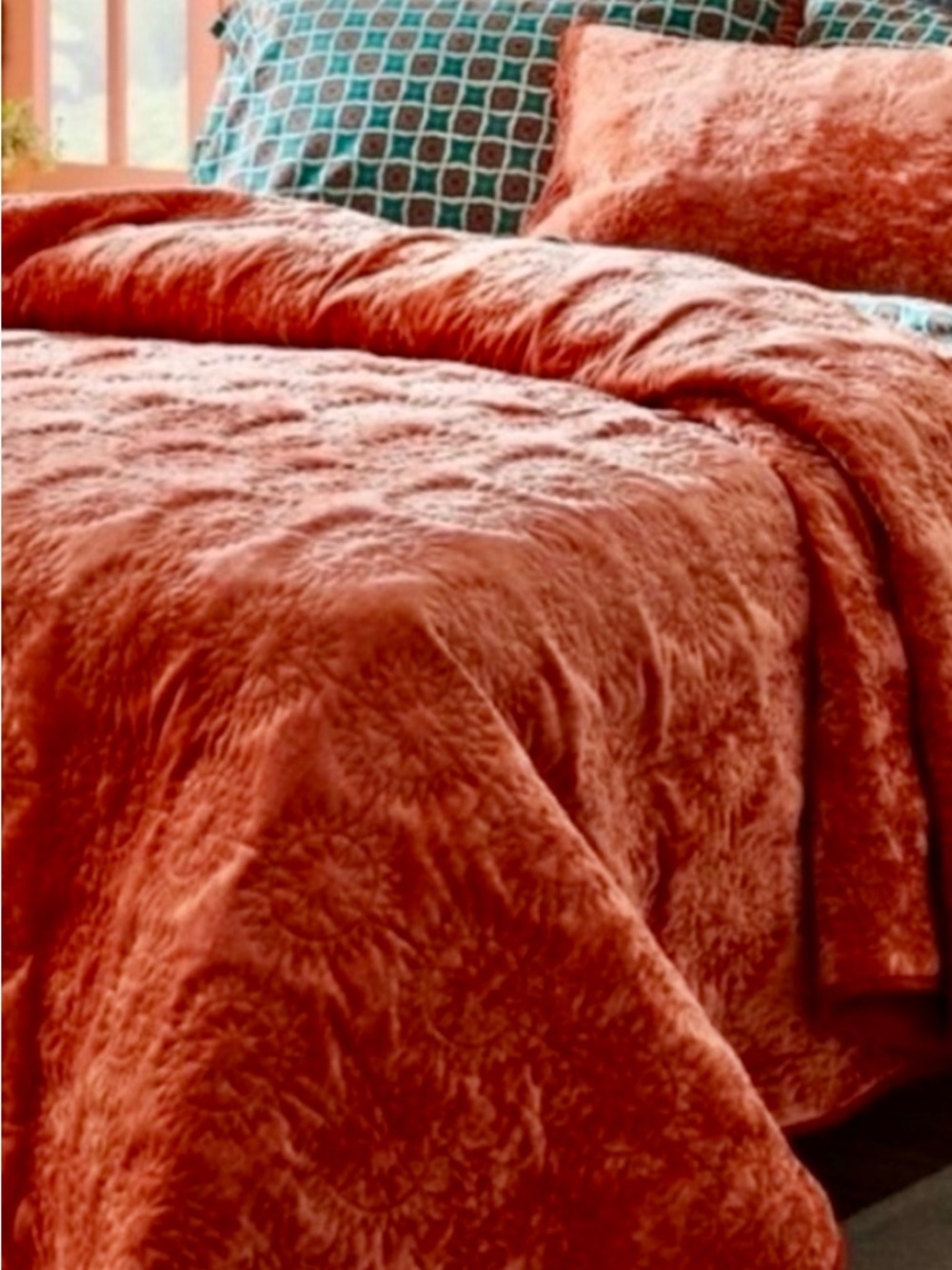 Burnt Orange Opalhouse Jungalow Velvet Sun Stitched Quilt